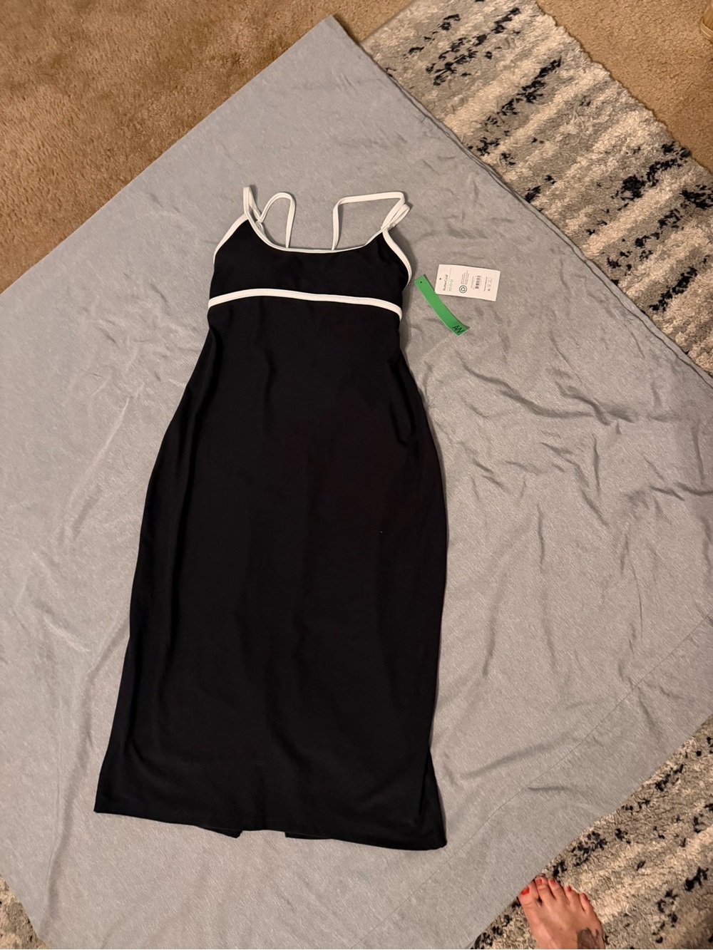 Athletic Works Black Midi Dress with White Trim
